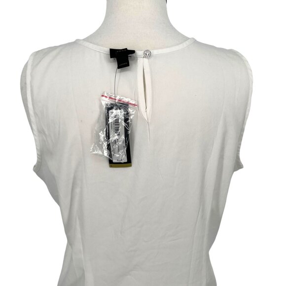 Worthington Floral Embroidered Mesh Upper Tank Top White Black Size Large NWT - Picture 6 of 10